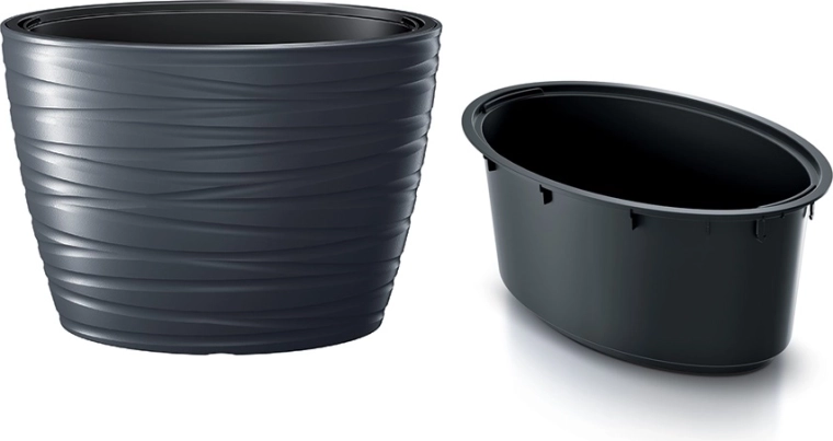 Ghiveci oval cu inserție MAZE 58,5 cm antracit