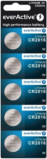 Baterii cu litiu tip buton EverActive CR2016, blister 5 buc