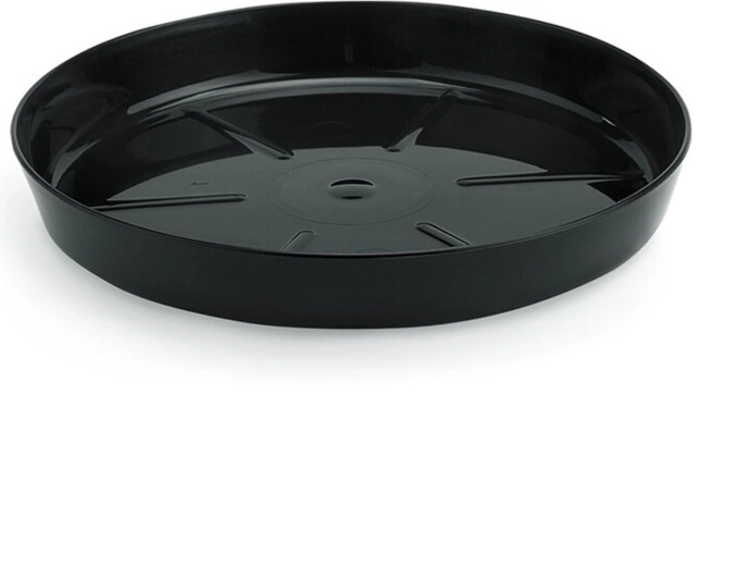 Suport rotund pentru ghiveci Lamela, negru, 28 cm