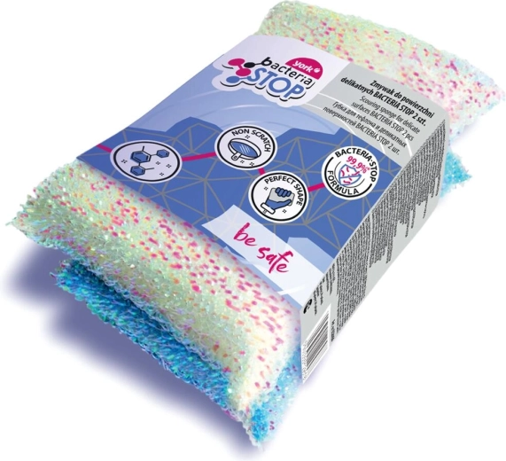 Bureți de curățare Bacteria Stop pentru suprafețe delicate 11,5 × 7 × 3 cm, 2 buc