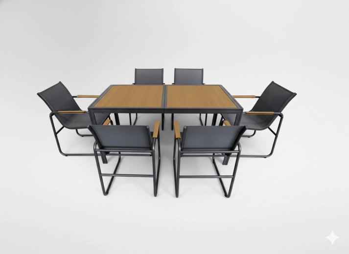 Set de dining pentru grădină antracit – masă și 6 scaune