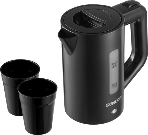 Fierbător electric de călătorie Sencor, 0,5 l, cu pahare