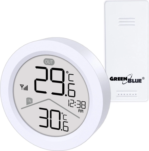 Stație meteo wireless cu termometru IN/OUT și ceas GREENBLUE