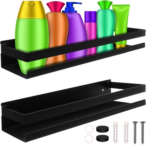 raft de perete negru din oțel inoxidabil pentru baie 50 cm