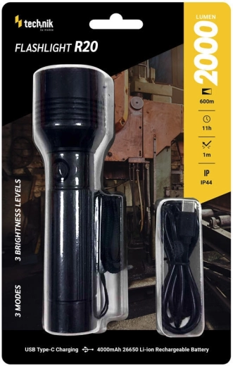 Technik mt-r20 lanternă reîncărcabilă cu focalizare și USB-C (2000 lm) - 1 bucată