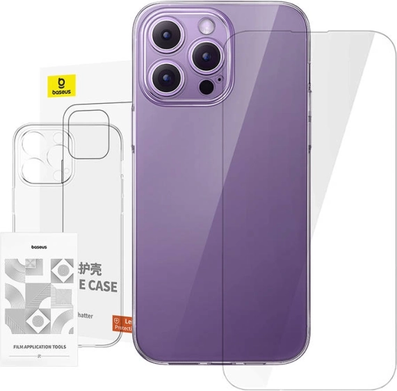 Husă transparentă și sticlă securizată pentru iPhone 14 Pro Max