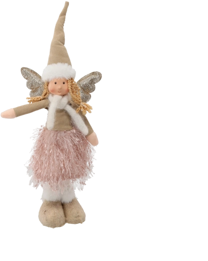 Înger de Crăciun 45 cm în culoare bej