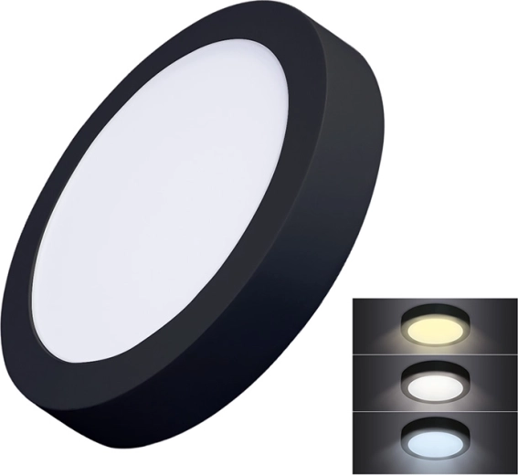 Solight mini panou LED aplicat CCT 18 W, rotund, negru