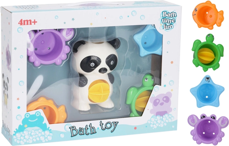 Jucărie de baie panda cu cănuțe și accesorii