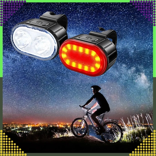 Set de lumini LED pentru bicicletă față și spate, reîncărcabile USB, rezistente la apă, 2 buc