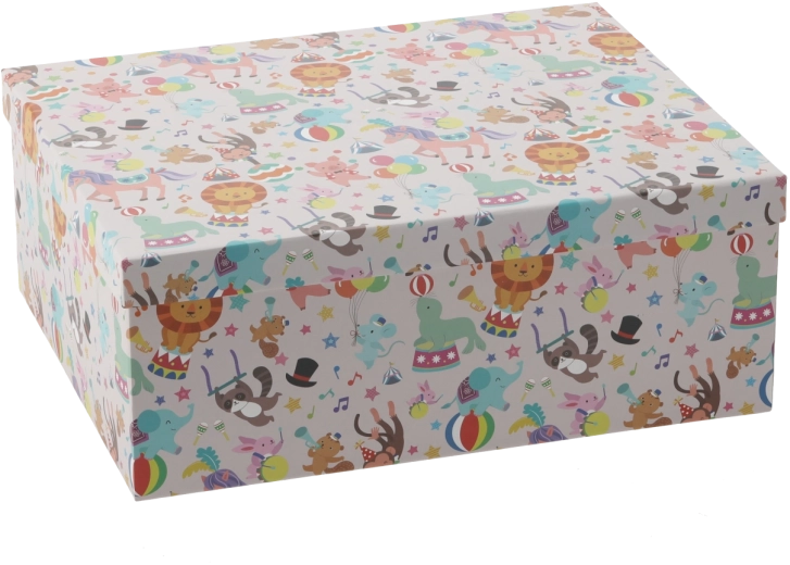 Cutie cadou colorată cu motive de animale 28,6 × 22,4 × 11,1 cm