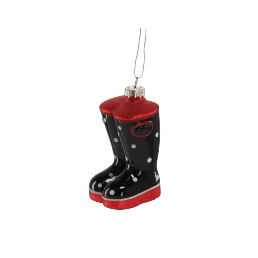 Glob de Crăciun din sticlă în formă de cizmuliță, set 6 buc