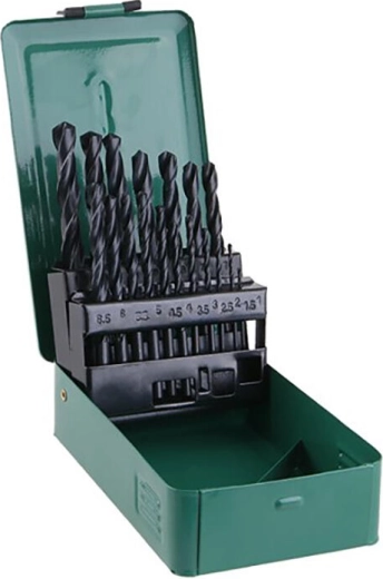 Set de burghie HSS pentru metal, 1,0–10,0 mm, 19 piese