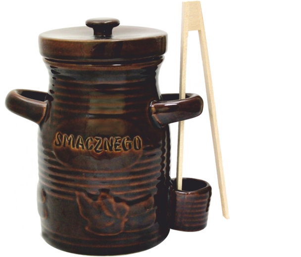 Recipient ceramic pentru fermentare 3,5 l cu capac și clești din lemn