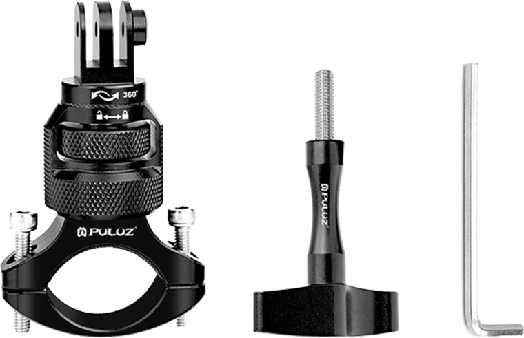 Suport din aluminiu 360° pentru ghidon PULUZ pentru camere sport – negru