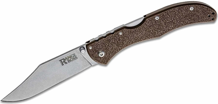 Cuțit pliabil Cold Steel Range Boss 10,2 cm, stonewash, maro, cu clips de buzunar