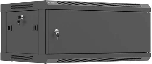 Dulap rack de perete 19" 4U 600 × 450 mm cu uși metalice, negru – LANBERG WF01 (flat pack)