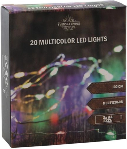 Ghirlandă luminoasă 20 LED, multicoloră, 100 cm