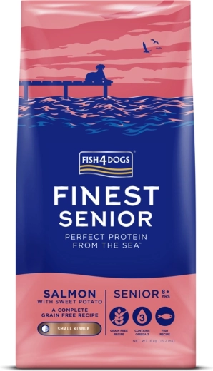 Granule pentru câini mici seniori cu somon și cartofi dulci FISH4DOGS Finest 6 kg