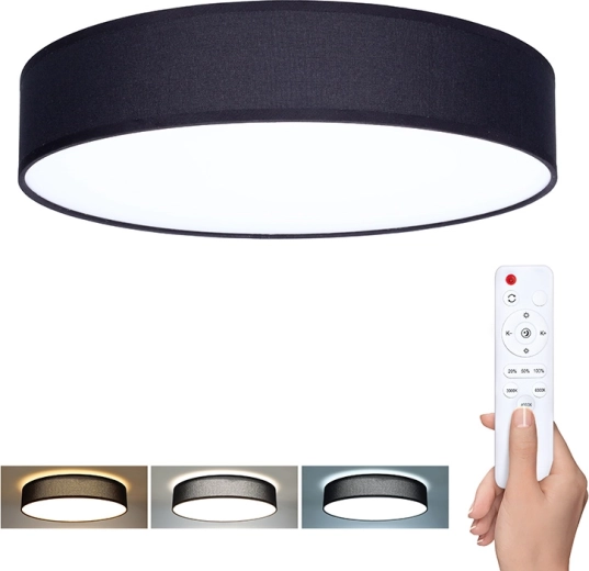 Lustră LED de tavan și perete Solight Penley cu telecomandă, 48 W, 47 cm, neagră