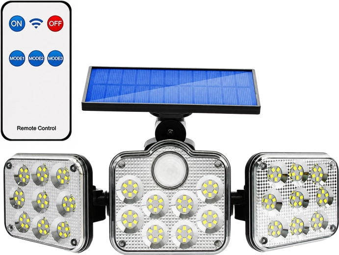 Lampă LED solară de grădină cu senzor de mișcare și crepuscular și telecomandă