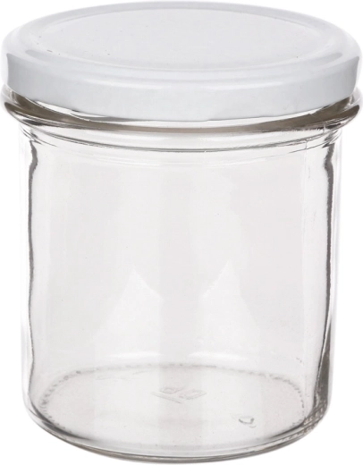 Set de 6 borcane 350 ml cu capac alb fi 82