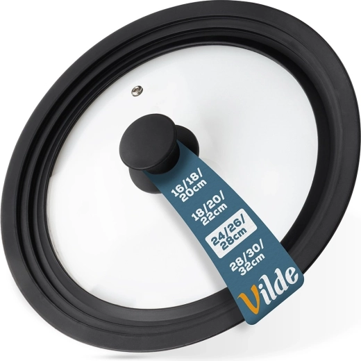 Capac universal din sticlă cu margine din silicon 24/26/28 cm