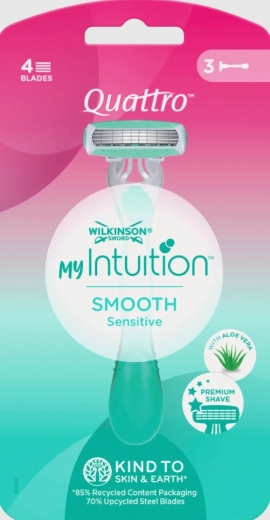 Aparat de ras de unică folosință Wilkinson Quattro My Intuition Smooth Sensitive, 3 buc