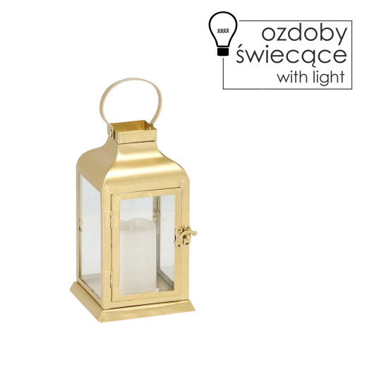 Lampion lanternă LED metalică aurie 22 cm