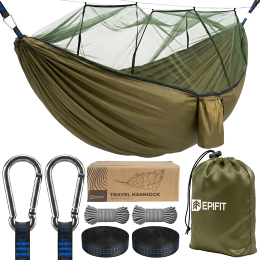 Hamac turistic RANGER cu plasă antițânțari, olive