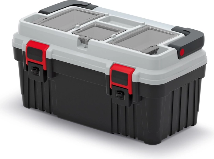 Valiză din plastic pentru scule cu mâner metalic OPTIMA 470 × 256 × 238 mm, gri