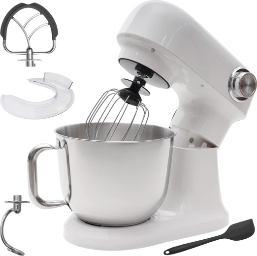 Robot de bucătărie planetar BAUERKRAFT cu bol din inox 5 l, 1500 W, alb