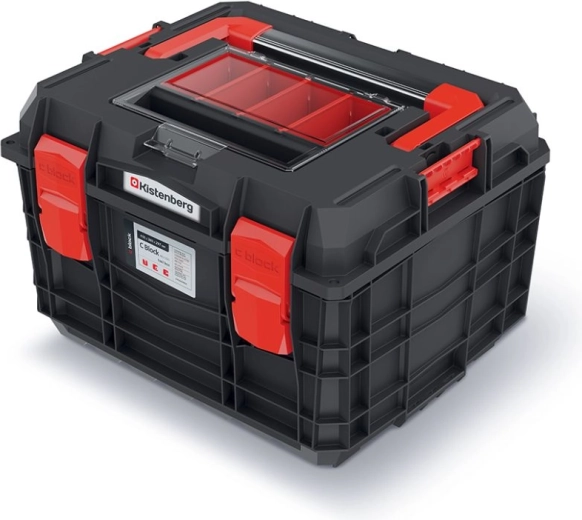 Cutie pentru scule cu mâner din aluminiu și organizator 45 × 38 × 29,7 cm negru