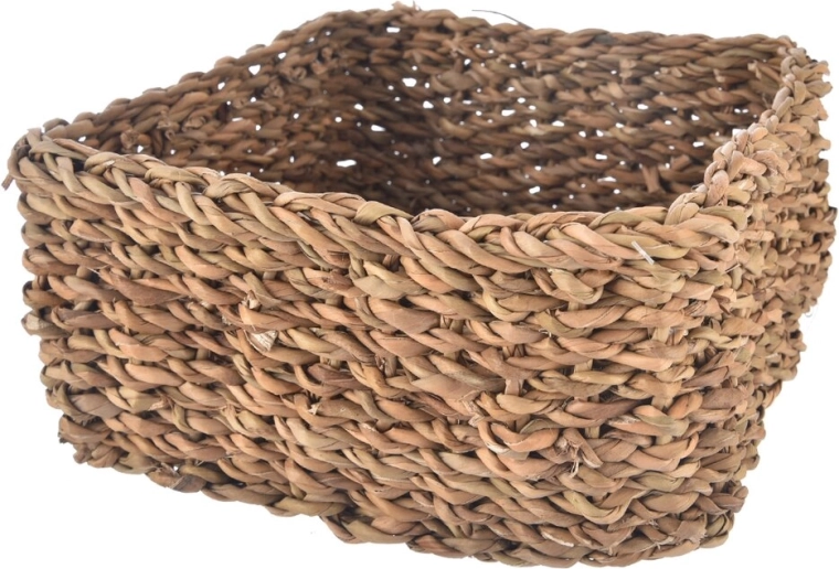 Coș de depozitare din iarbă de mare bej, mediu 22 × 22 × 10 cm
