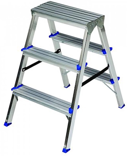 Scări din aluminiu cu două fețe, 3 trepte ELKOP