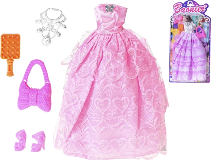 Rochie pentru păpușă cu accesorii - 1 bucată