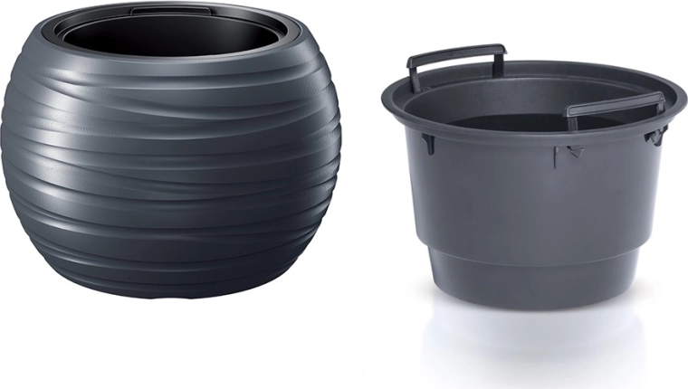 Ghiveci rotund Maze cu insert 43,6 cm – antracit