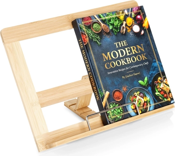 suport ajustabil din bambus pentru carte de bucate și tabletă