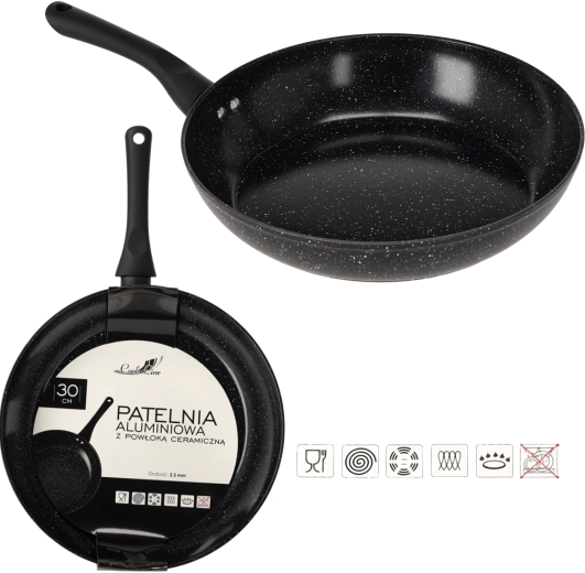 Tigaie din aluminiu 30 cm cu suprafață ceramică pentru inducție