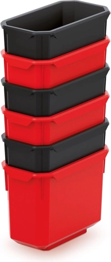 Set de 6 cutii de depozitare din plastic KISTENBERG X Block 140 × 75 × 105 mm – negru‑roșu