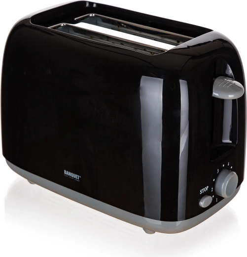 Prăjitor de pâine pentru 2 felii, negru‑gri, 650–750 W