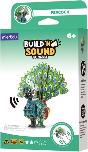 Puzzle 3D MierEdu Construiește și ascultă – păun