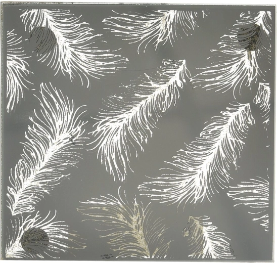 Tavă decorativă din sticlă în formă de frunză, albă și aurie, 12 × 12 cm