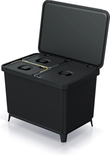 Coș de gunoi pentru sortare SYSTEMA 23 + 2×10 l, negru, plastic reciclat