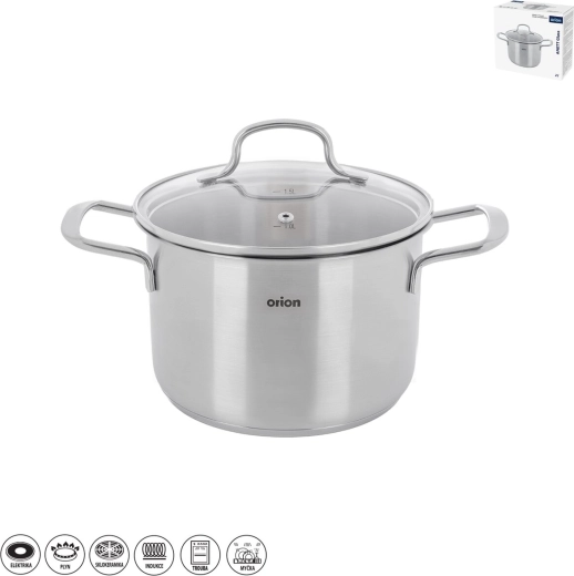 Oală din inox Anett Glass 2 l cu capac din sticlă