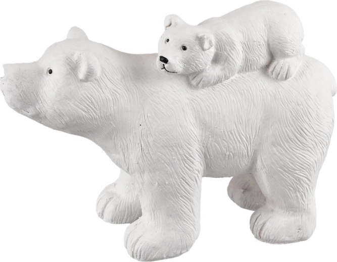 Statuetă decorativă urs polar din polystone, albă, 35 cm