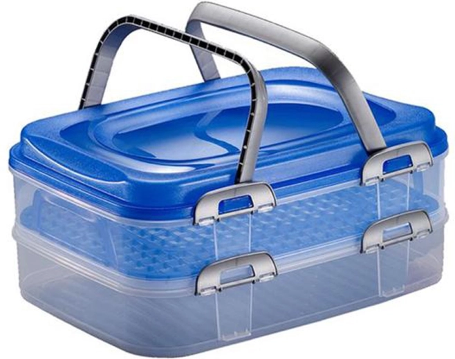 Cutie de picnic din plastic cu 2 niveluri 40 × 30 × 18 cm