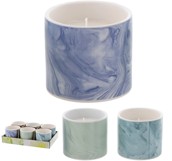 Lumânare decorativă Citronella Ferano 10 × 8 cm, suport ceramic, mix de culori