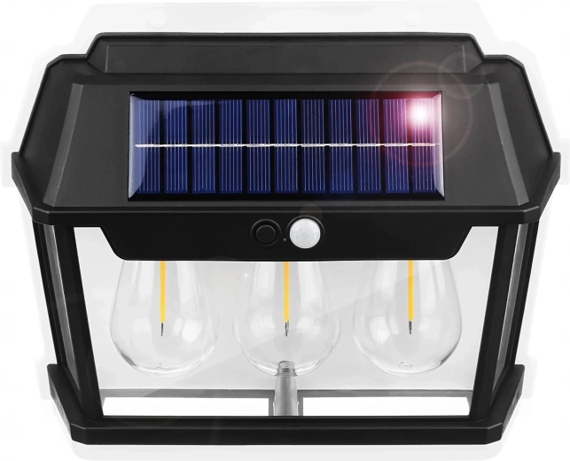 Lampă solară de perete pentru exterior cu senzor de mișcare – felinar LED triplu