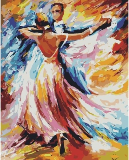 Tablou de pictat după numere pe ramă 40 × 50 cm – cuplu dansând